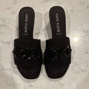 Anne Klein Black Chain Detail Mules